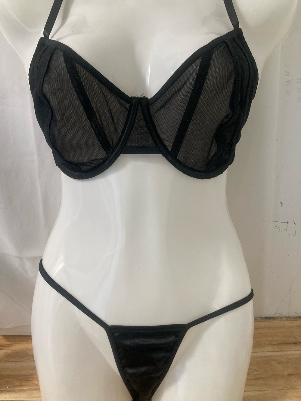 Black Sheer Mesh Underwire Bra | Unlined Sexy Lingerie | 2XL